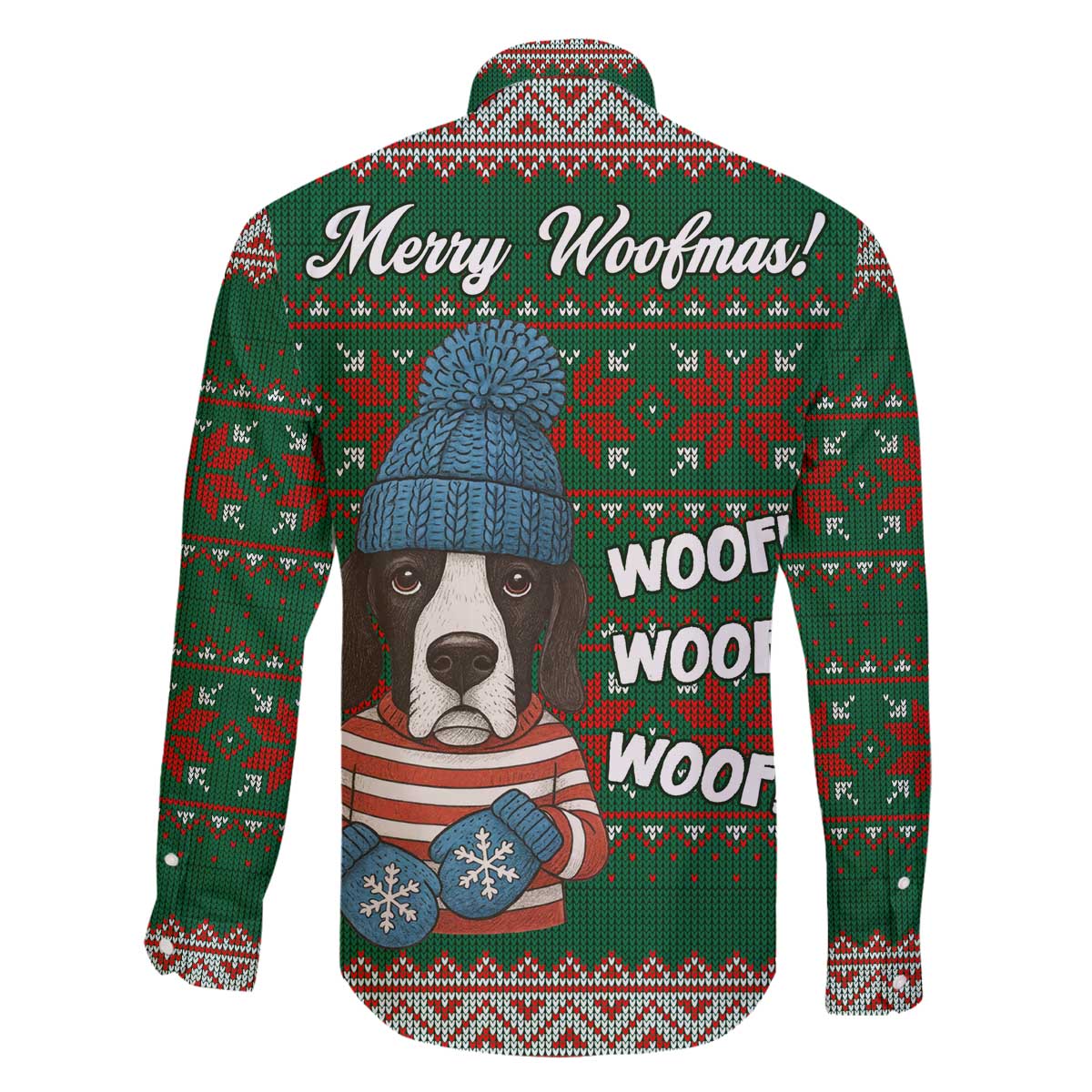 Great Dane Woofmas Christmas Family Matching Off The Shoulder Long Sleeve Dress and Hawaiian Shirt Funny Xmas Holiday Patterns - Wonder Print Shop