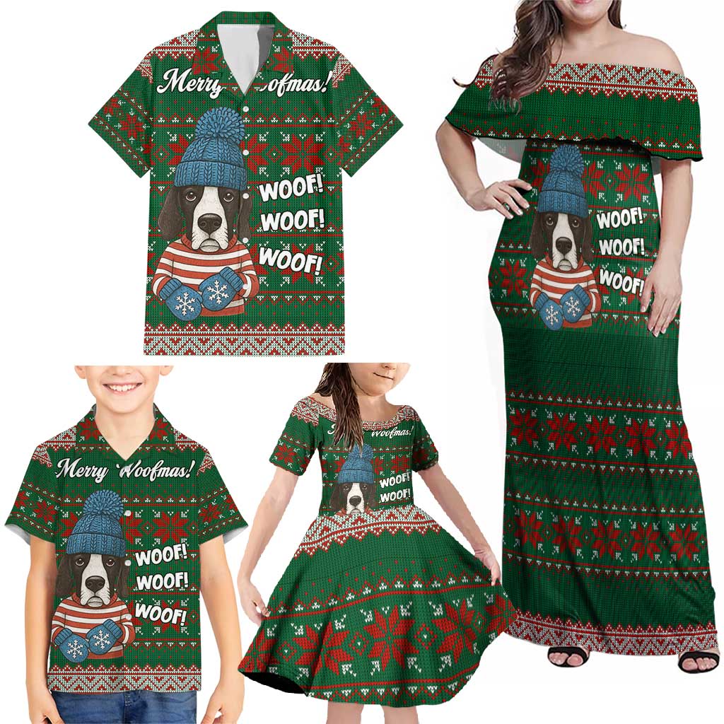 Great Dane Woofmas Christmas Family Matching Off Shoulder Maxi Dress and Hawaiian Shirt Funny Xmas Holiday Patterns - Wonder Print Shop