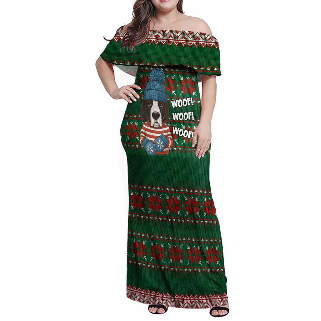 Great Dane Woofmas Christmas Family Matching Off Shoulder Maxi Dress and Hawaiian Shirt Funny Xmas Holiday Patterns - Wonder Print Shop