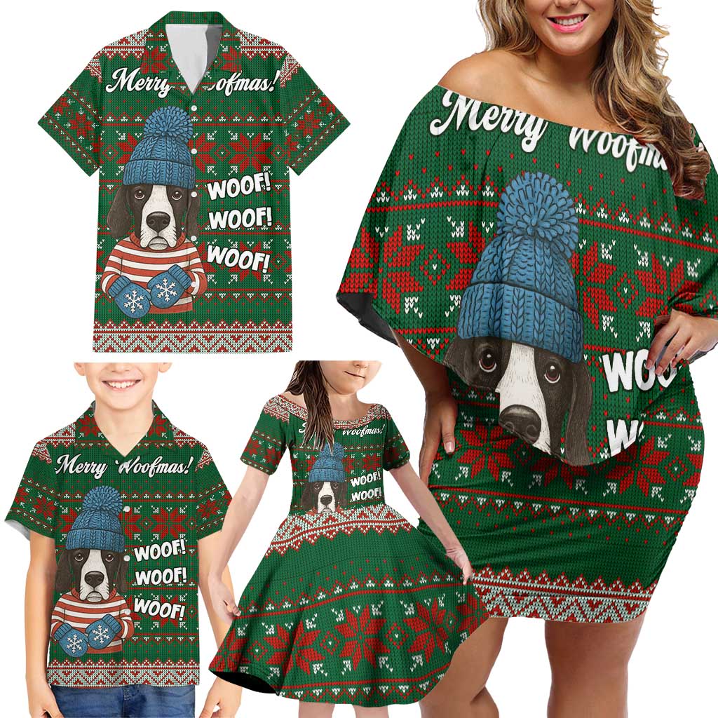 Great Dane Woofmas Christmas Family Matching Off Shoulder Short Dress and Hawaiian Shirt Funny Xmas Holiday Patterns - Wonder Print Shop