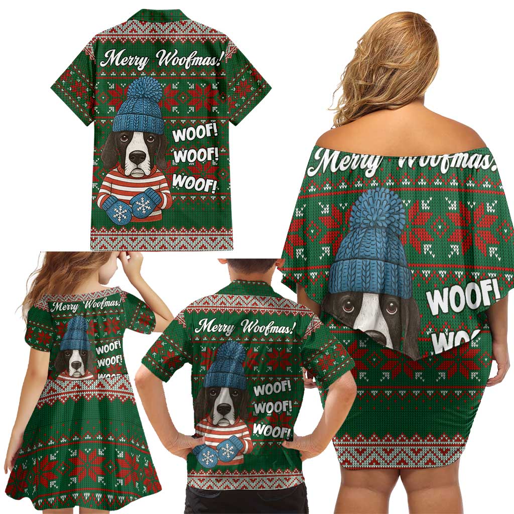 Great Dane Woofmas Christmas Family Matching Off Shoulder Short Dress and Hawaiian Shirt Funny Xmas Holiday Patterns - Wonder Print Shop