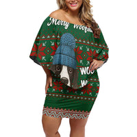 Great Dane Woofmas Christmas Family Matching Off Shoulder Short Dress and Hawaiian Shirt Funny Xmas Holiday Patterns - Wonder Print Shop