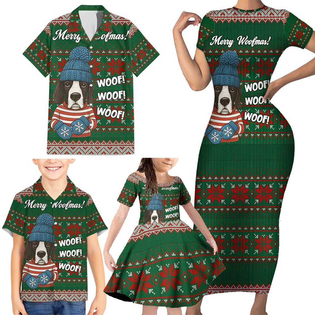 Great Dane Woofmas Christmas Family Matching Short Sleeve Bodycon Dress and Hawaiian Shirt Funny Xmas Holiday Patterns - Wonder Print Shop