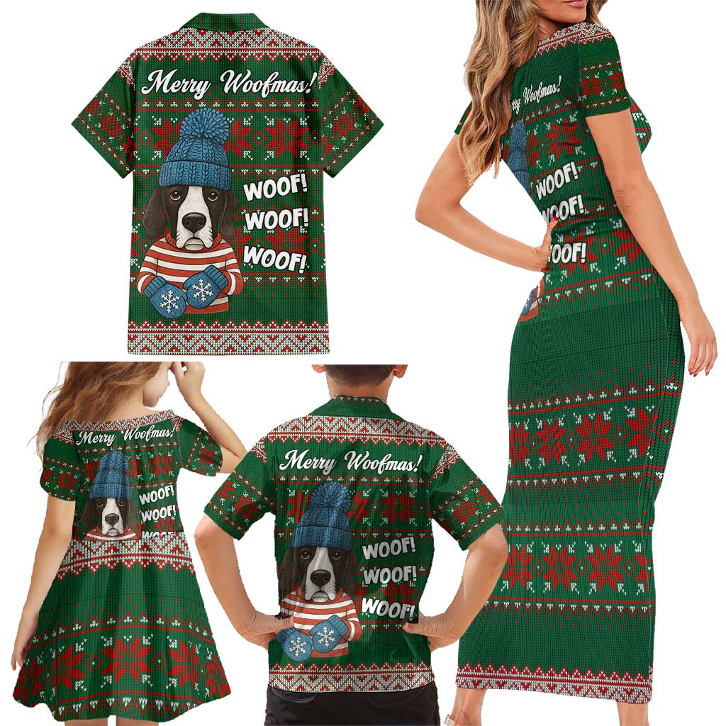 Great Dane Woofmas Christmas Family Matching Short Sleeve Bodycon Dress and Hawaiian Shirt Funny Xmas Holiday Patterns - Wonder Print Shop