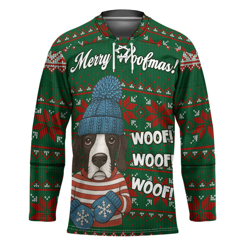 Great Dane Woofmas Christmas Hockey Jersey Funny Xmas Holiday Patterns - Wonder Print Shop