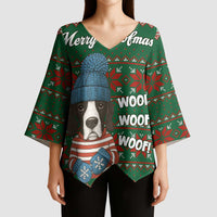Great Dane Woofmas Christmas Kimono Sleeve Blouse Funny Xmas Holiday Patterns - Wonder Print Shop