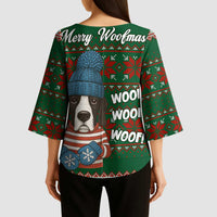 Great Dane Woofmas Christmas Kimono Sleeve Blouse Funny Xmas Holiday Patterns - Wonder Print Shop