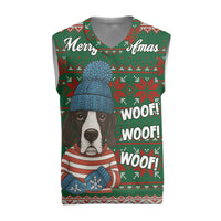 Great Dane Woofmas Christmas Knitted V-Neck Vest Funny Xmas Holiday Patterns - Wonder Print Shop