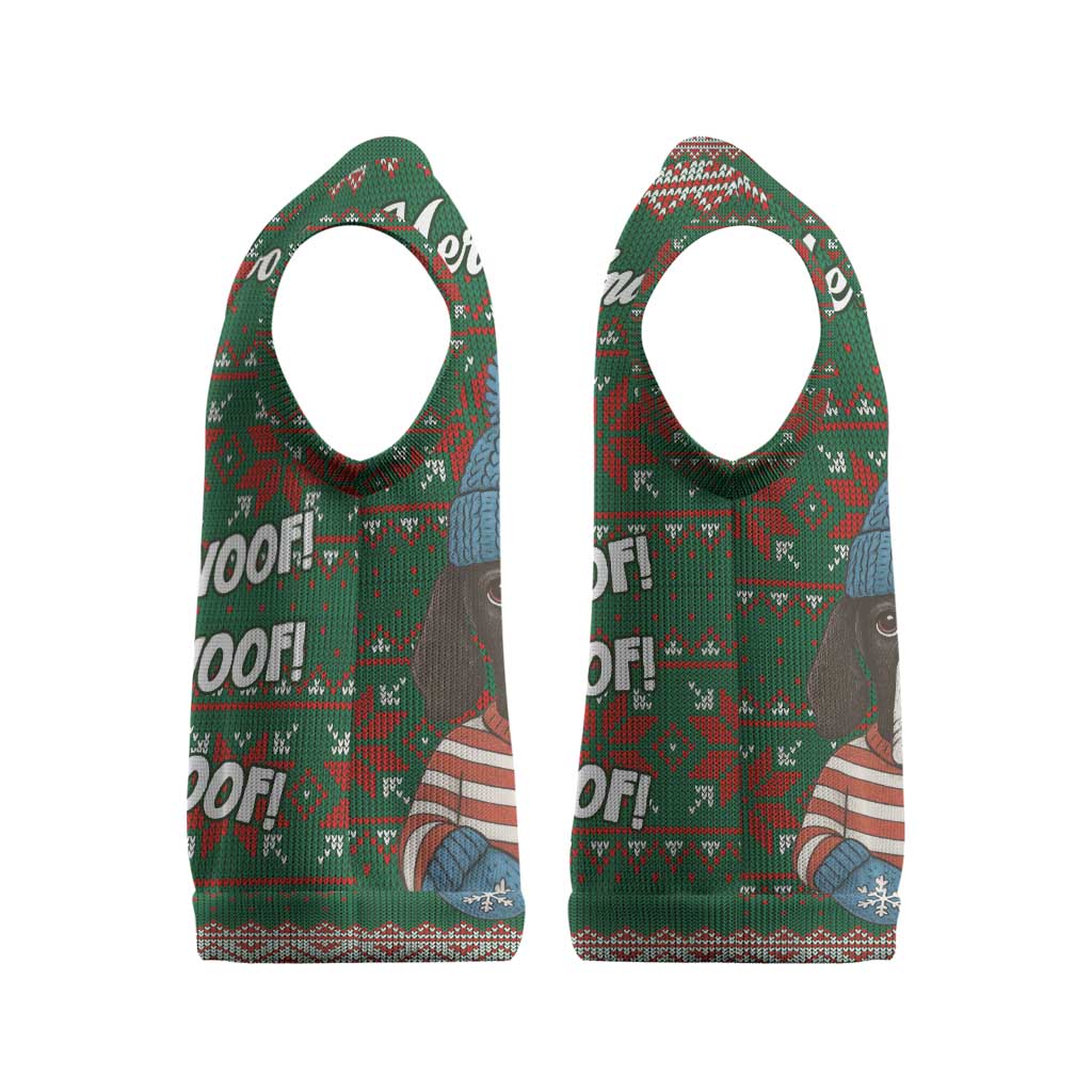 Great Dane Woofmas Christmas Knitted V-Neck Vest Funny Xmas Holiday Patterns - Wonder Print Shop