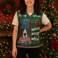 Great Dane Woofmas Christmas Knitted V-Neck Vest Funny Xmas Holiday Patterns - Wonder Print Shop