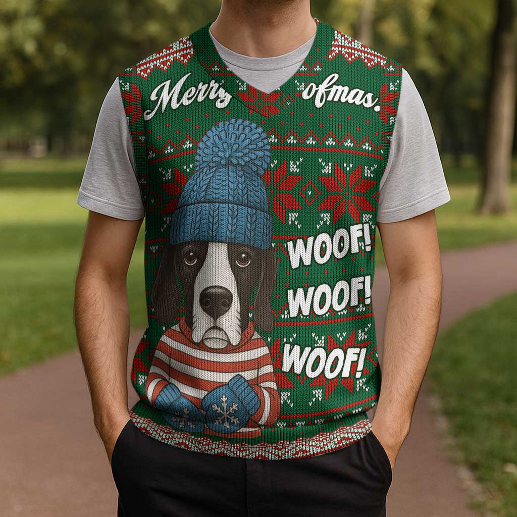 Great Dane Woofmas Christmas Knitted V-Neck Vest Funny Xmas Holiday Patterns - Wonder Print Shop