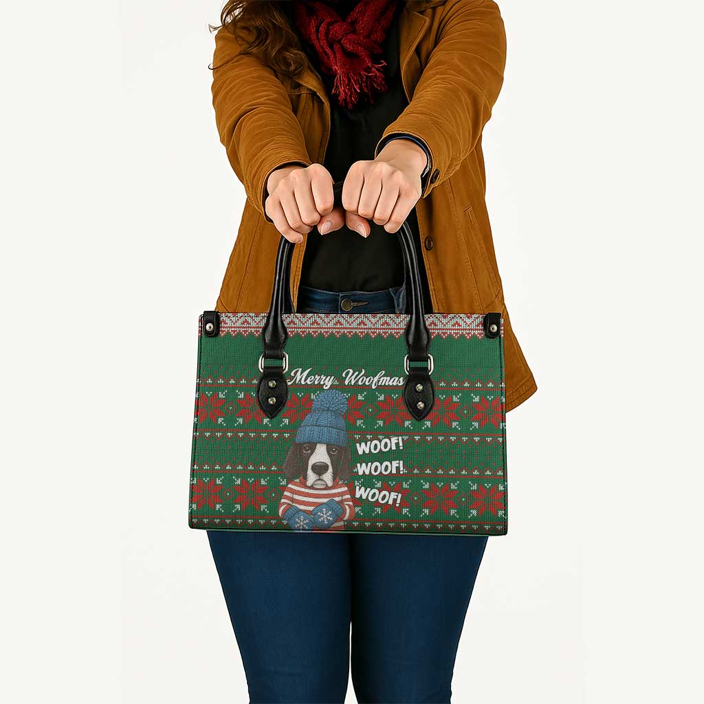 Great Dane Woofmas Christmas Leather Bag Funny Xmas Holiday Patterns - Wonder Print Shop