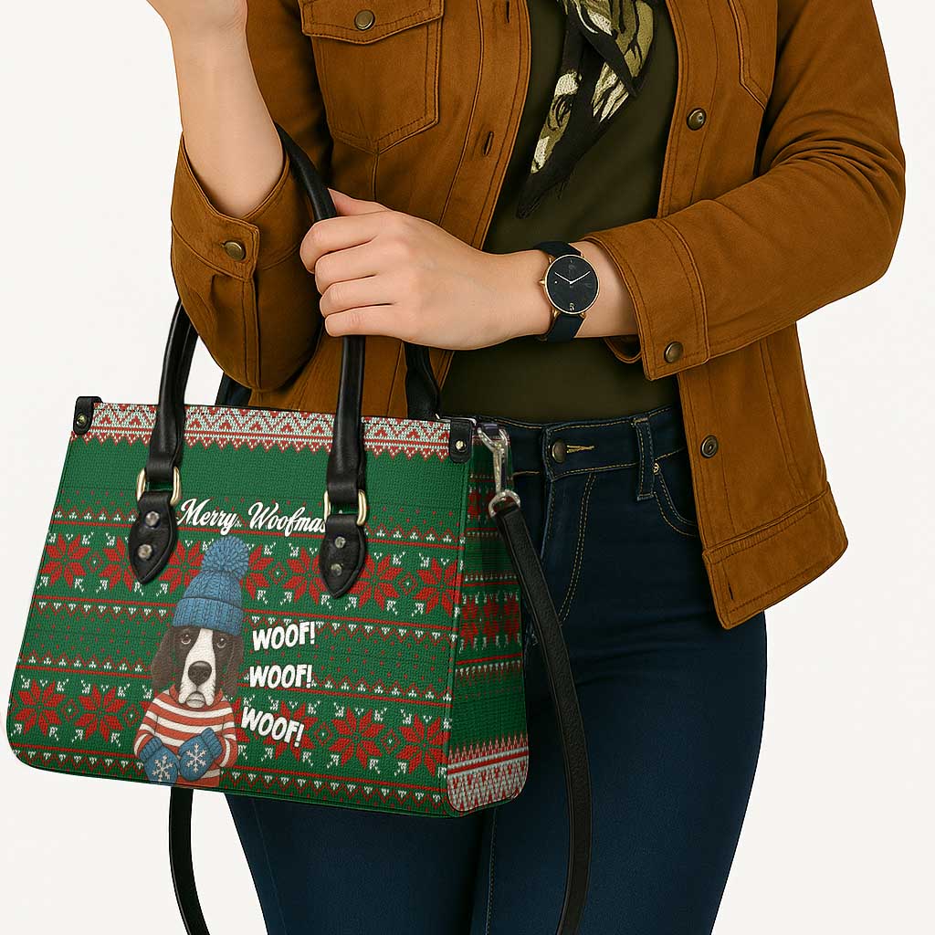 Great Dane Woofmas Christmas Leather Bag Funny Xmas Holiday Patterns - Wonder Print Shop