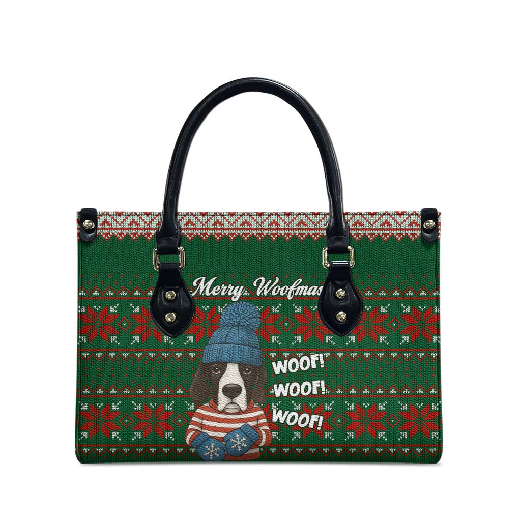 Great Dane Woofmas Christmas Leather Bag Funny Xmas Holiday Patterns - Wonder Print Shop