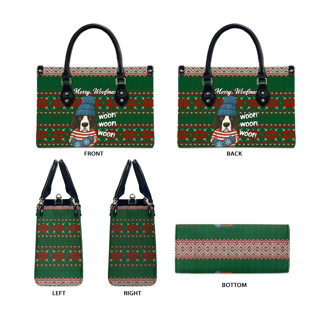 Great Dane Woofmas Christmas Leather Bag Funny Xmas Holiday Patterns - Wonder Print Shop