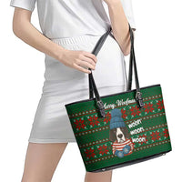 Great Dane Woofmas Christmas Leather Tote Bag Funny Xmas Holiday Patterns - Wonder Print Shop