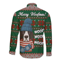 Great Dane Woofmas Christmas Long Sleeve Button Shirt Funny Xmas Holiday Patterns - Wonder Print Shop