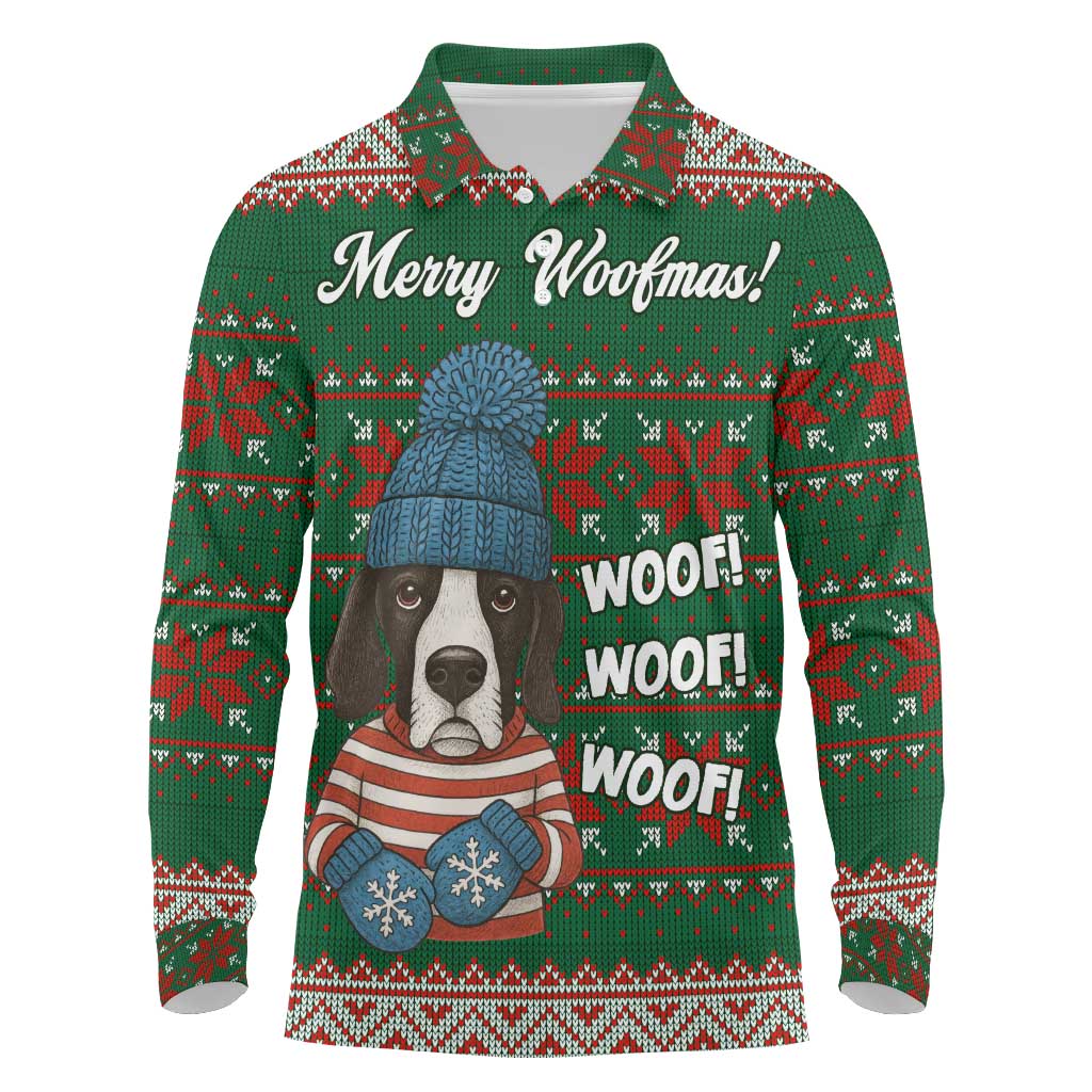Great Dane Woofmas Christmas Long Sleeve Polo Shirt Funny Xmas Holiday Patterns - Wonder Print Shop