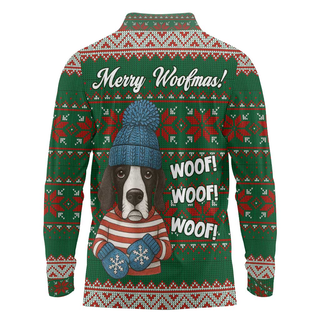 Great Dane Woofmas Christmas Long Sleeve Polo Shirt Funny Xmas Holiday Patterns - Wonder Print Shop