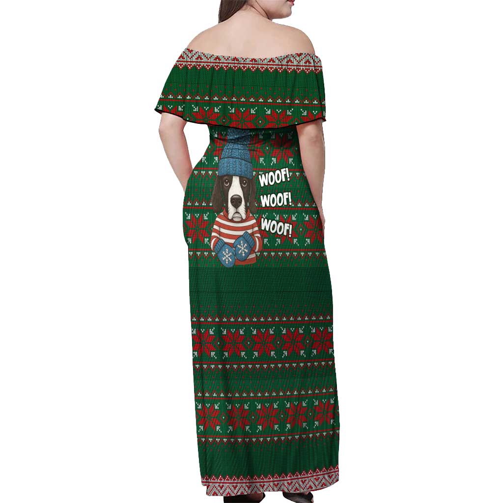 Great Dane Woofmas Christmas Off Shoulder Maxi Dress Funny Xmas Holiday Patterns - Wonder Print Shop