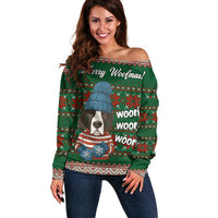 Great Dane Woofmas Christmas Off Shoulder Sweater Funny Xmas Holiday Patterns - Wonder Print Shop