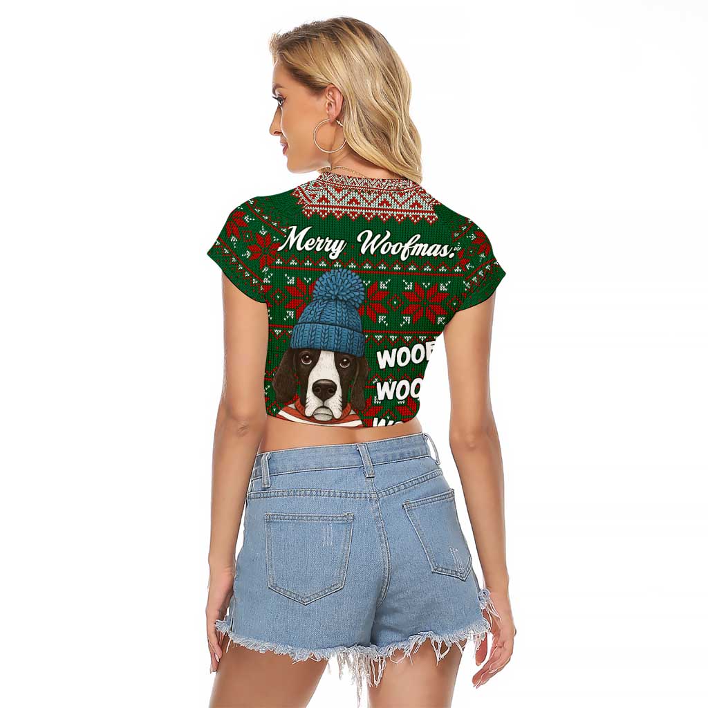 Great Dane Woofmas Christmas Raglan Cropped T Shirt Funny Xmas Holiday Patterns - Wonder Print Shop