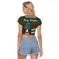 Great Dane Woofmas Christmas Raglan Cropped T Shirt Funny Xmas Holiday Patterns - Wonder Print Shop