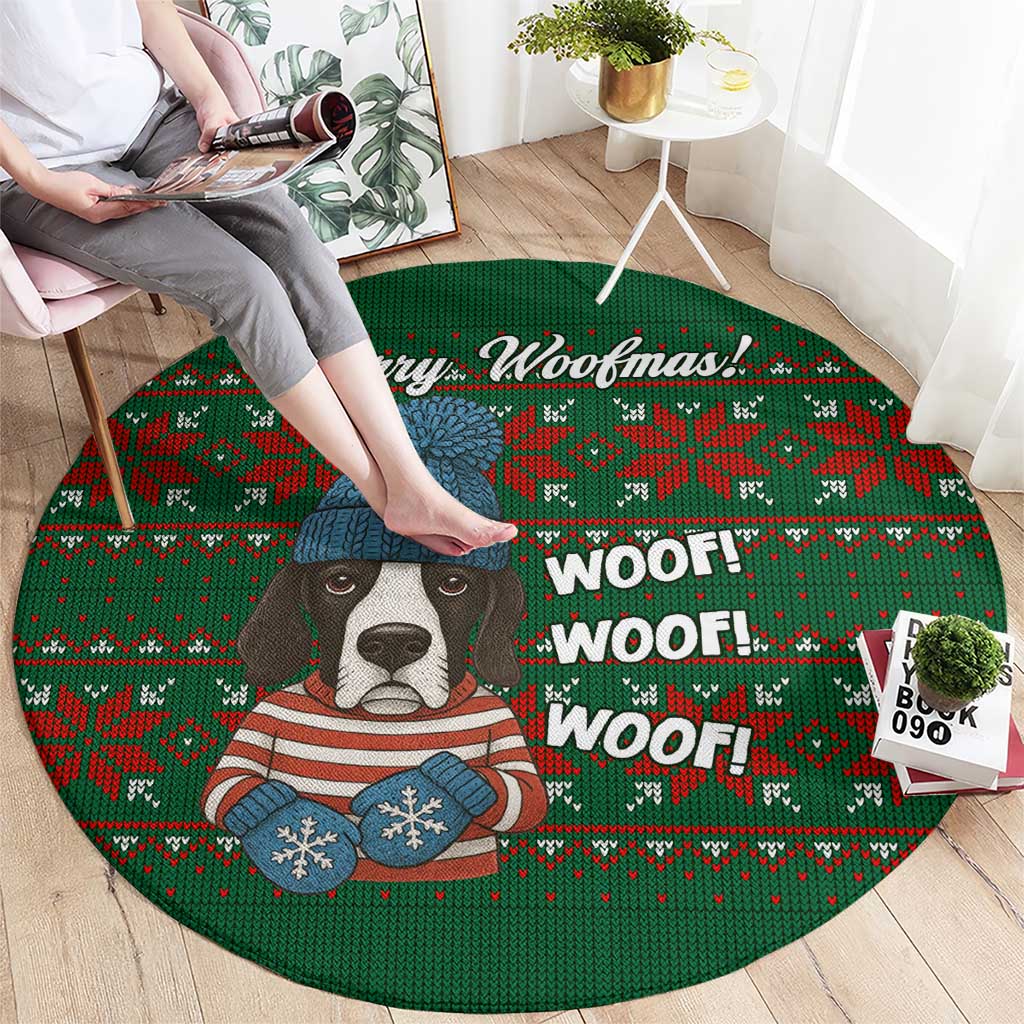 Great Dane Woofmas Christmas Round Carpet Funny Xmas Holiday Patterns - Wonder Print Shop