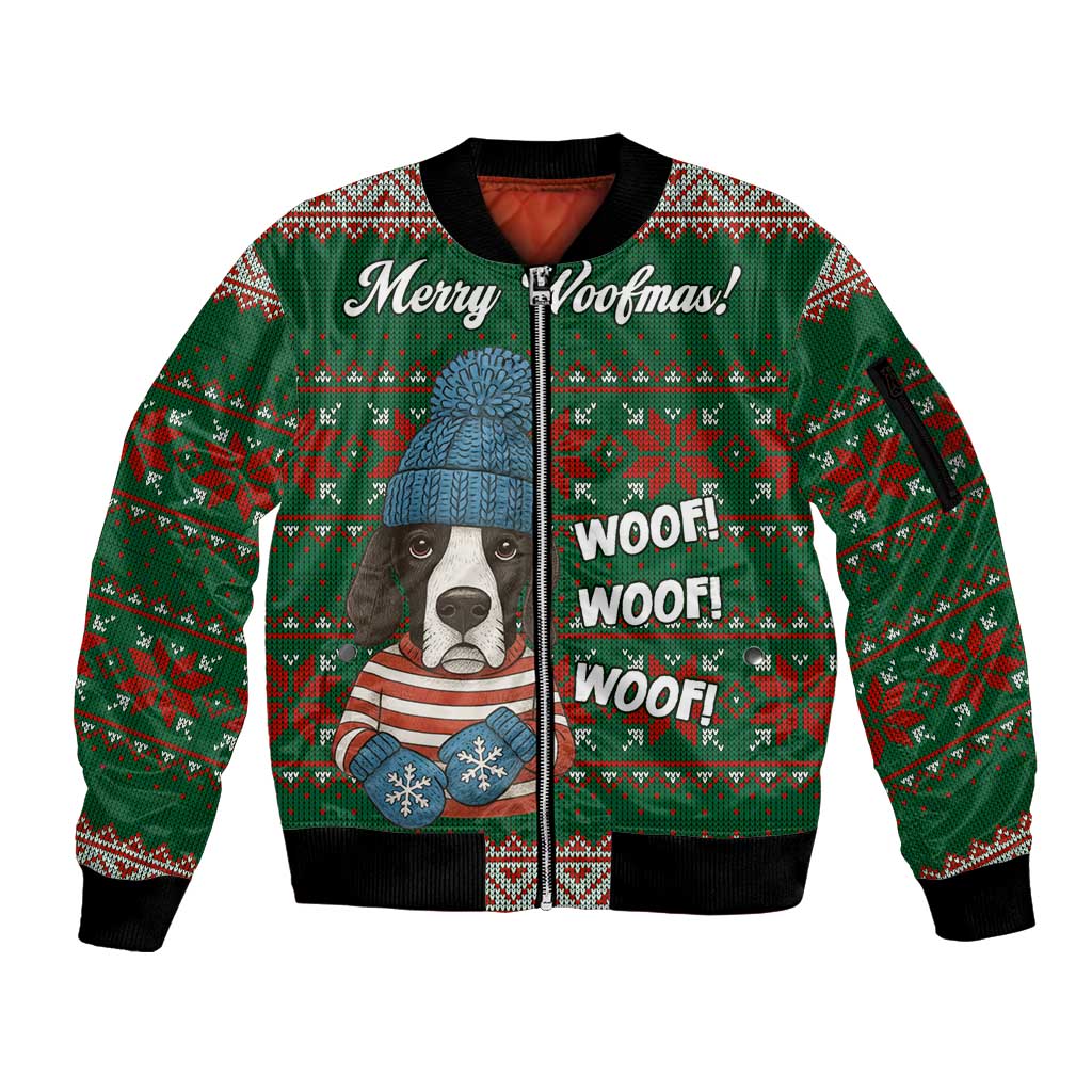 Great Dane Woofmas Christmas Sleeve Zip Bomber Jacket Funny Xmas Holiday Patterns - Wonder Print Shop
