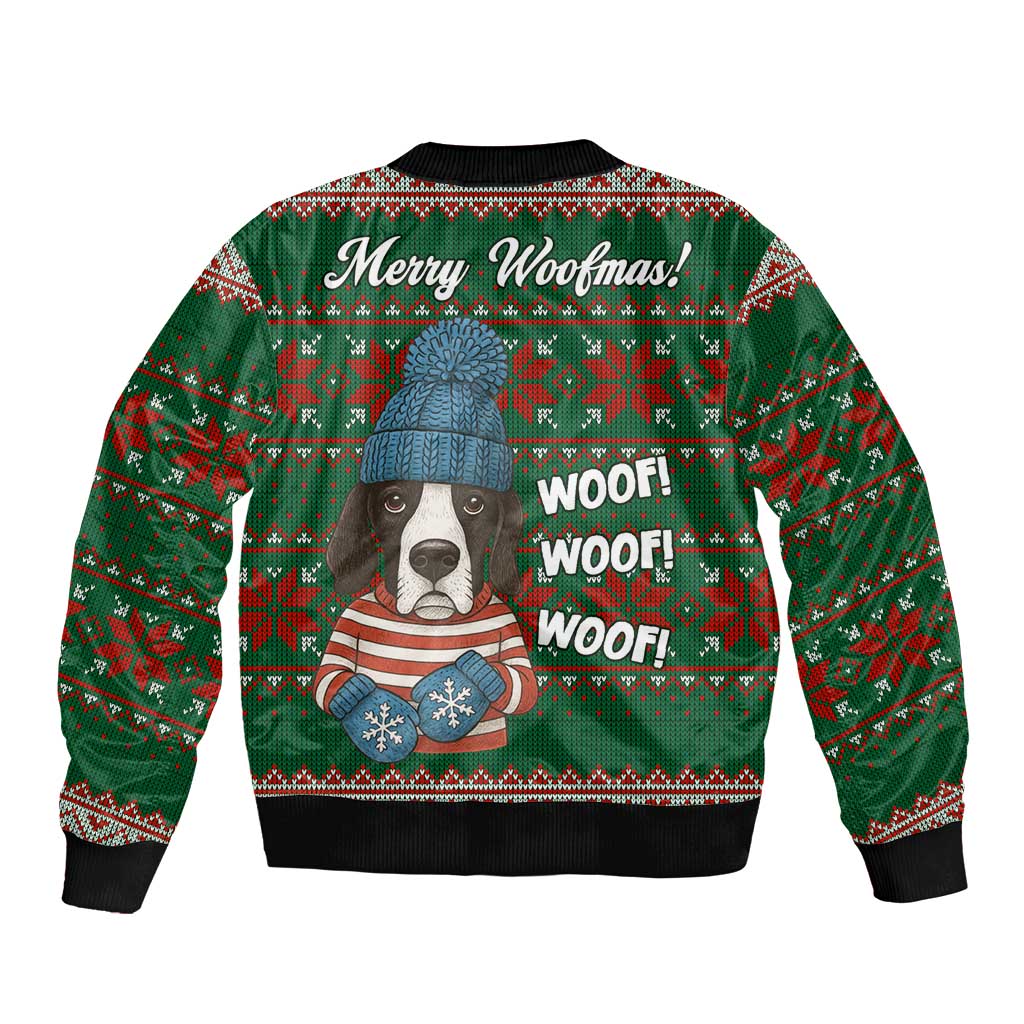 Great Dane Woofmas Christmas Sleeve Zip Bomber Jacket Funny Xmas Holiday Patterns - Wonder Print Shop