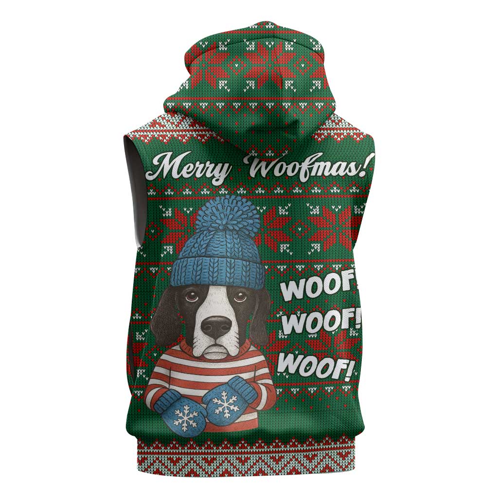 Great Dane Woofmas Christmas Sleeveless Hoodie Funny Xmas Holiday Patterns - Wonder Print Shop