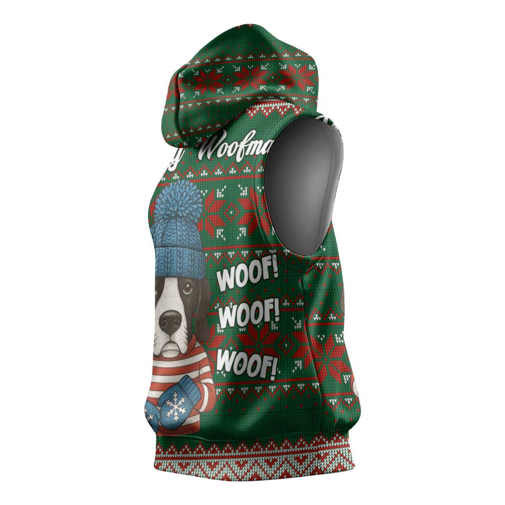 Great Dane Woofmas Christmas Sleeveless Hoodie Funny Xmas Holiday Patterns - Wonder Print Shop