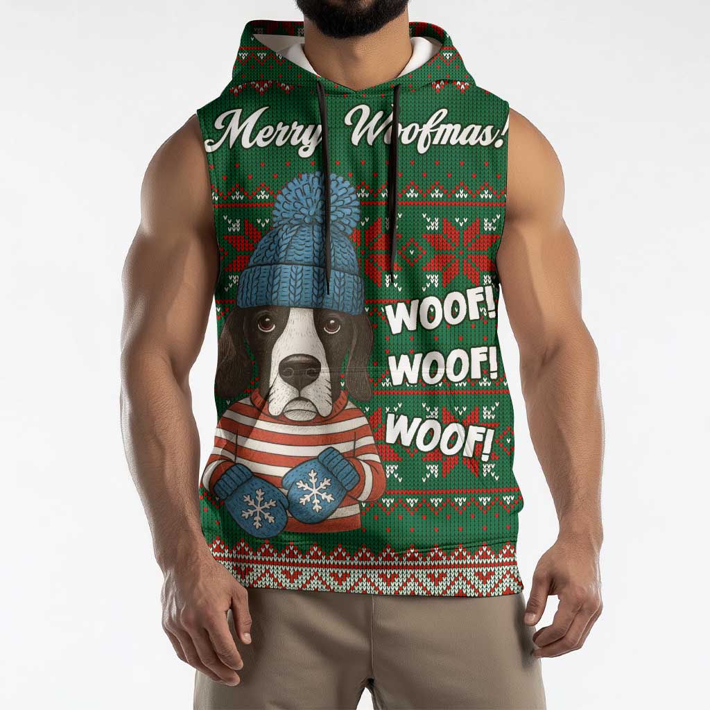 Great Dane Woofmas Christmas Sleeveless Hoodie Funny Xmas Holiday Patterns - Wonder Print Shop
