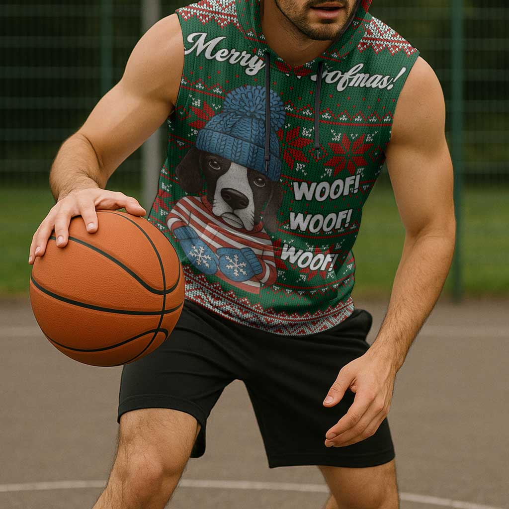Great Dane Woofmas Christmas Sleeveless Hoodie Funny Xmas Holiday Patterns - Wonder Print Shop