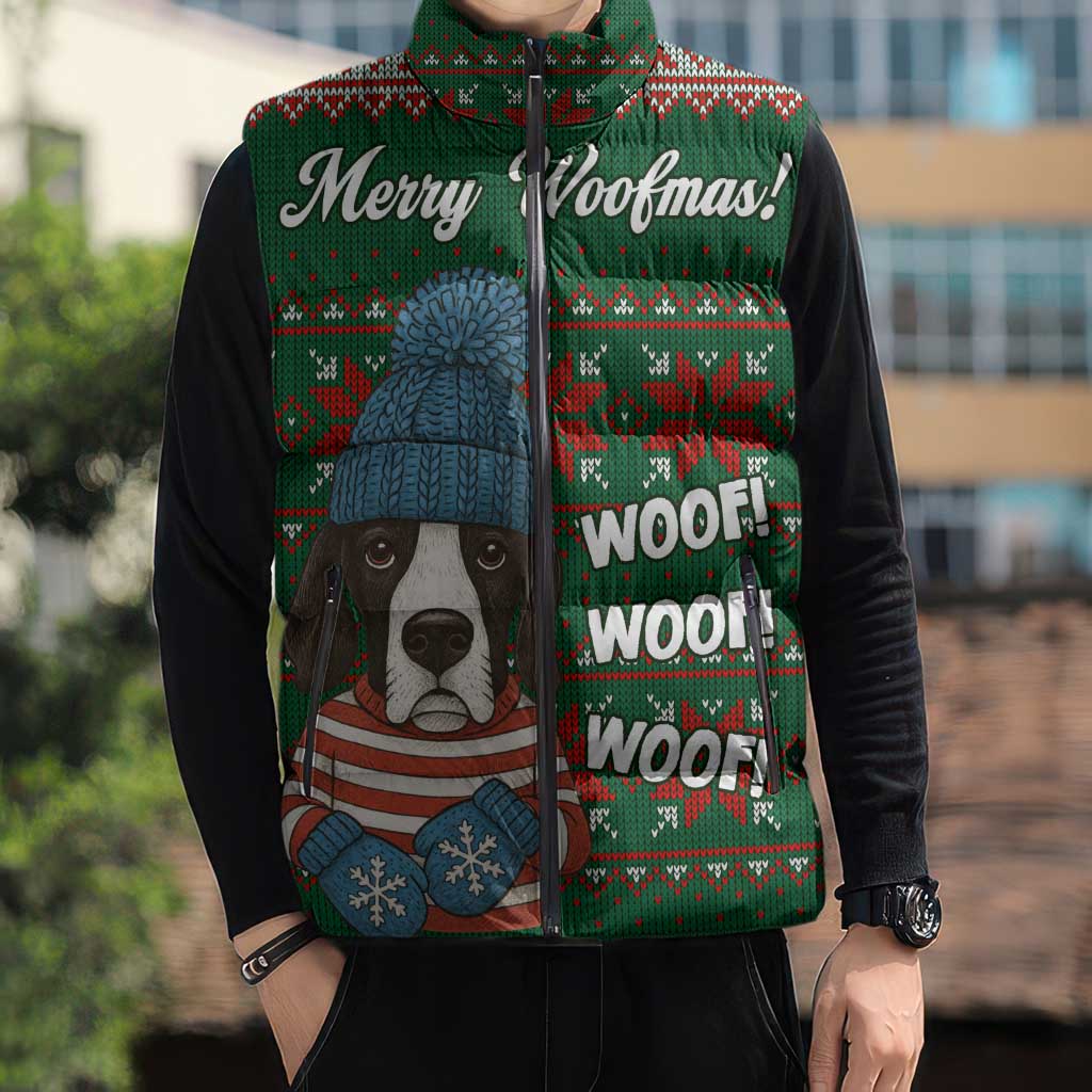 Great Dane Woofmas Christmas Sleeveless Puffer Jacket Funny Xmas Holiday Patterns - Wonder Print Shop