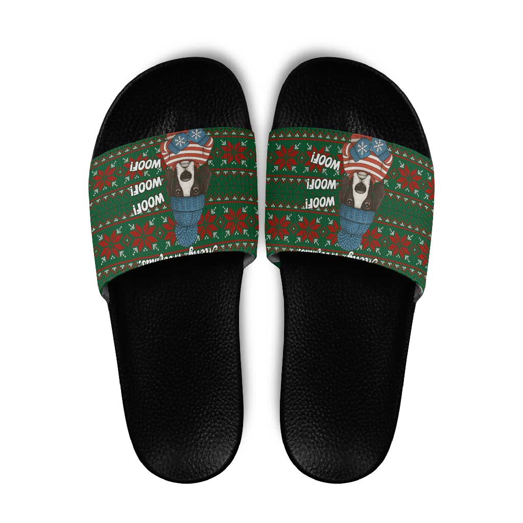 Great Dane Woofmas Christmas Slide Sandals Funny Xmas Holiday Patterns - Wonder Print Shop
