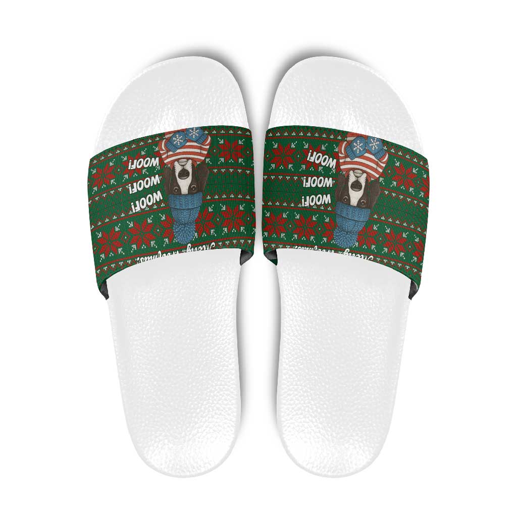 Great Dane Woofmas Christmas Slide Sandals Funny Xmas Holiday Patterns - Wonder Print Shop