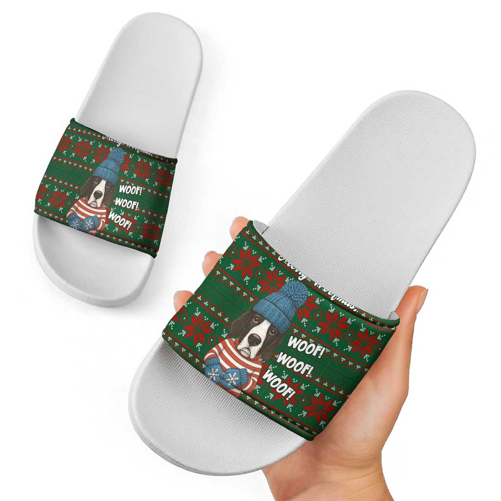 Great Dane Woofmas Christmas Slide Sandals Funny Xmas Holiday Patterns - Wonder Print Shop
