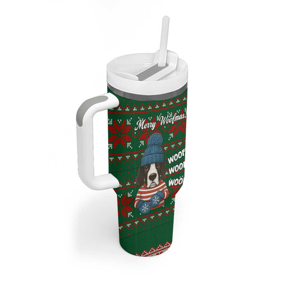 Great Dane Woofmas Christmas Tumbler With Handle Funny Xmas Holiday Patterns - Wonder Print Shop