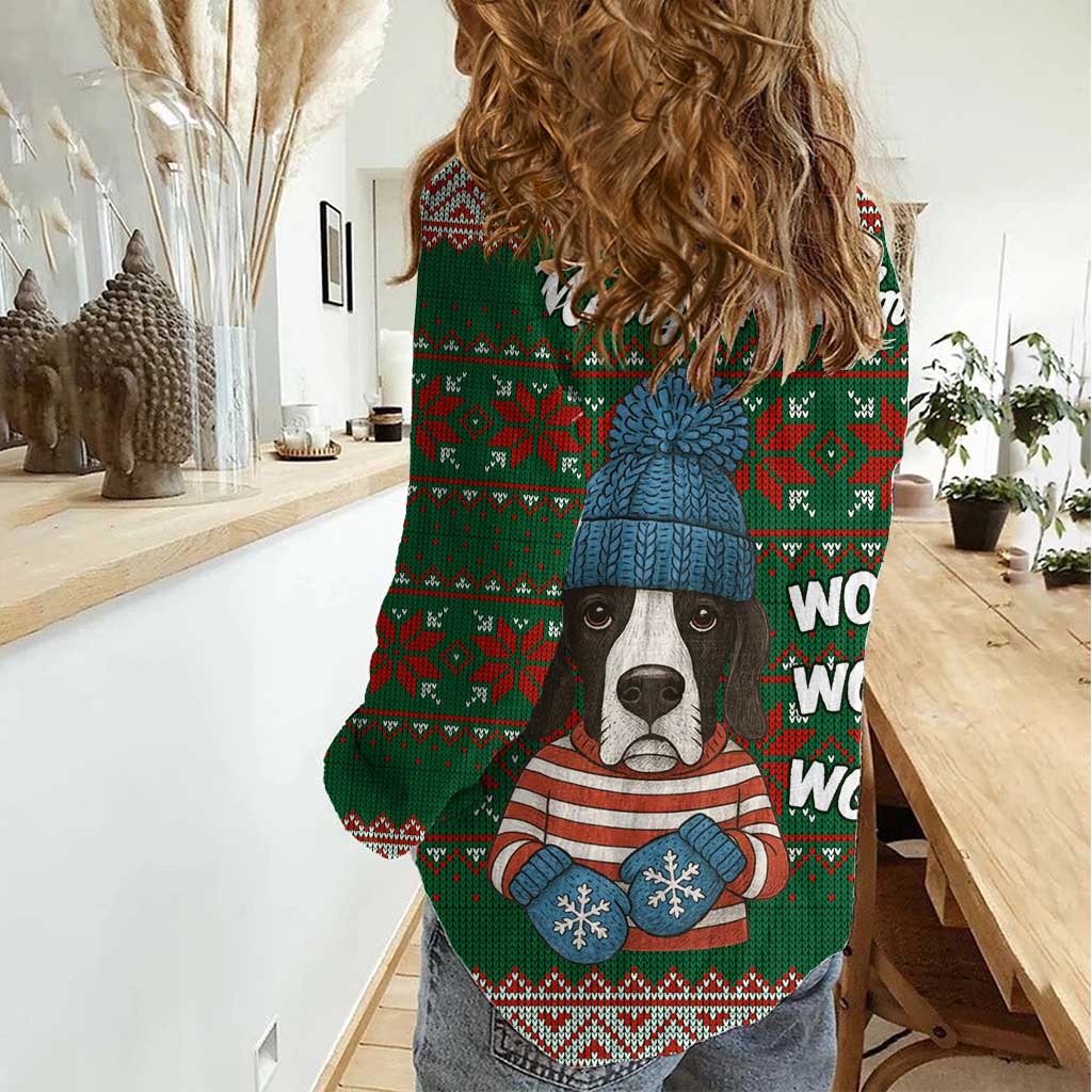 Great Dane Woofmas Christmas Women Casual Shirt Funny Xmas Holiday Patterns - Wonder Print Shop