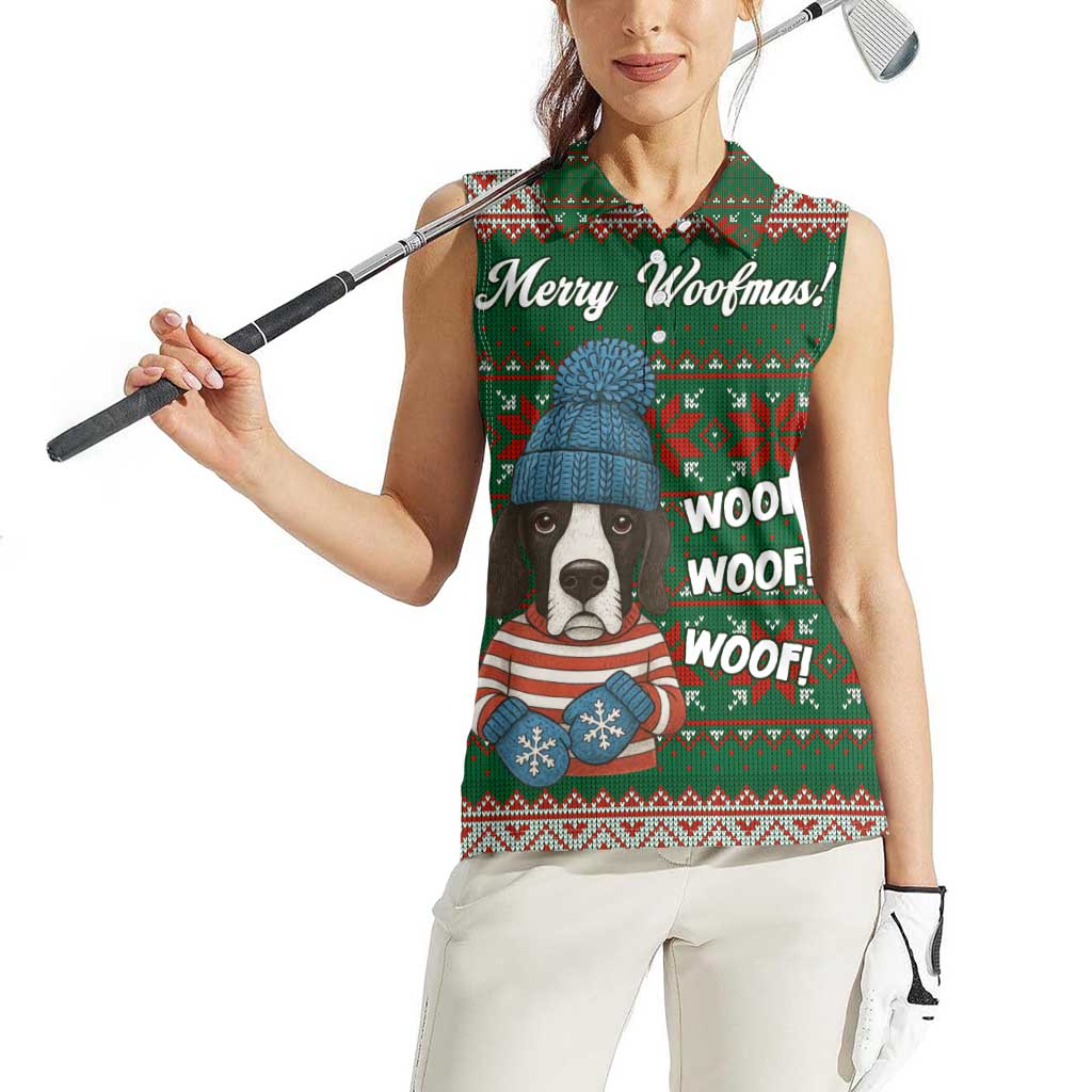 Great Dane Woofmas Christmas Women Sleeveless Polo Shirt Funny Xmas Holiday Patterns - Wonder Print Shop