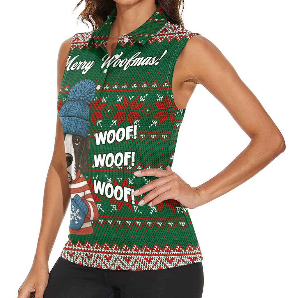 Great Dane Woofmas Christmas Women Sleeveless Polo Shirt Funny Xmas Holiday Patterns - Wonder Print Shop