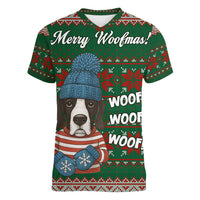 Great Dane Woofmas Christmas Women V-Neck T-Shirt Funny Xmas Holiday Patterns - Wonder Print Shop