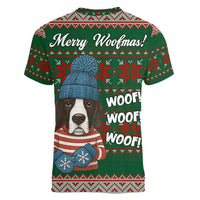 Great Dane Woofmas Christmas Women V-Neck T-Shirt Funny Xmas Holiday Patterns - Wonder Print Shop