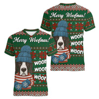 Great Dane Woofmas Christmas Women V-Neck T-Shirt Funny Xmas Holiday Patterns - Wonder Print Shop