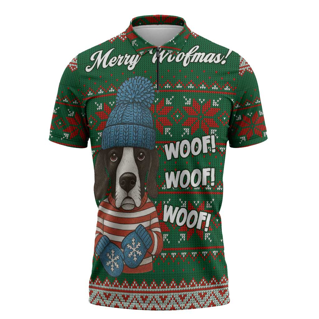 Great Dane Woofmas Christmas Zipper Polo Shirt Funny Xmas Holiday Patterns - Wonder Print Shop