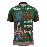 Great Dane Woofmas Christmas Zipper Polo Shirt Funny Xmas Holiday Patterns - Wonder Print Shop