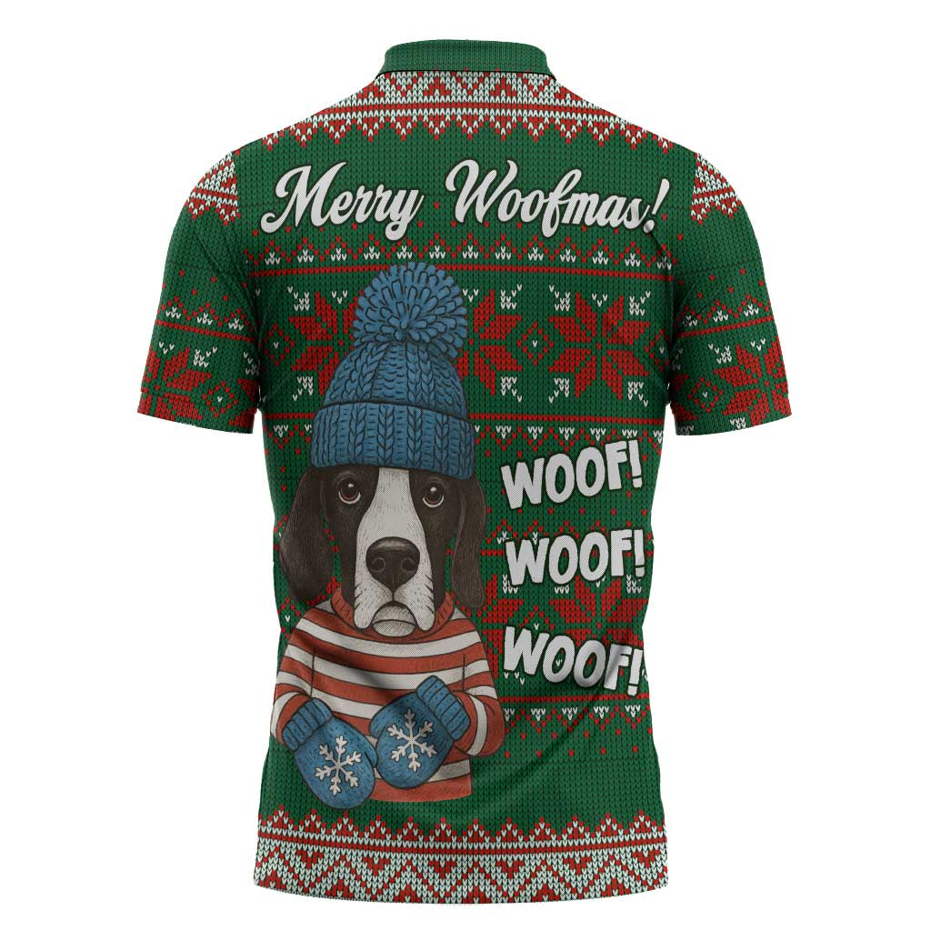 Great Dane Woofmas Christmas Zipper Polo Shirt Funny Xmas Holiday Patterns - Wonder Print Shop