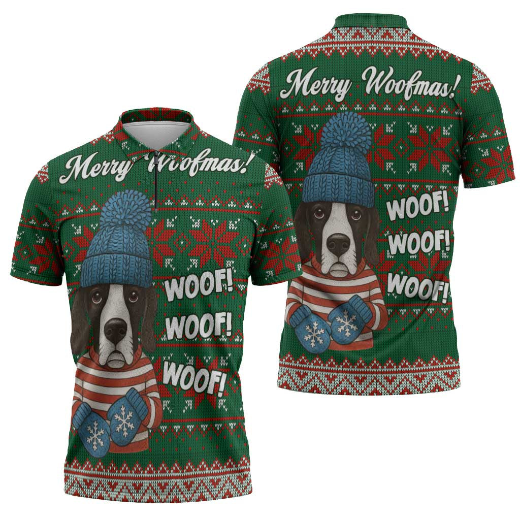 Great Dane Woofmas Christmas Zipper Polo Shirt Funny Xmas Holiday Patterns - Wonder Print Shop