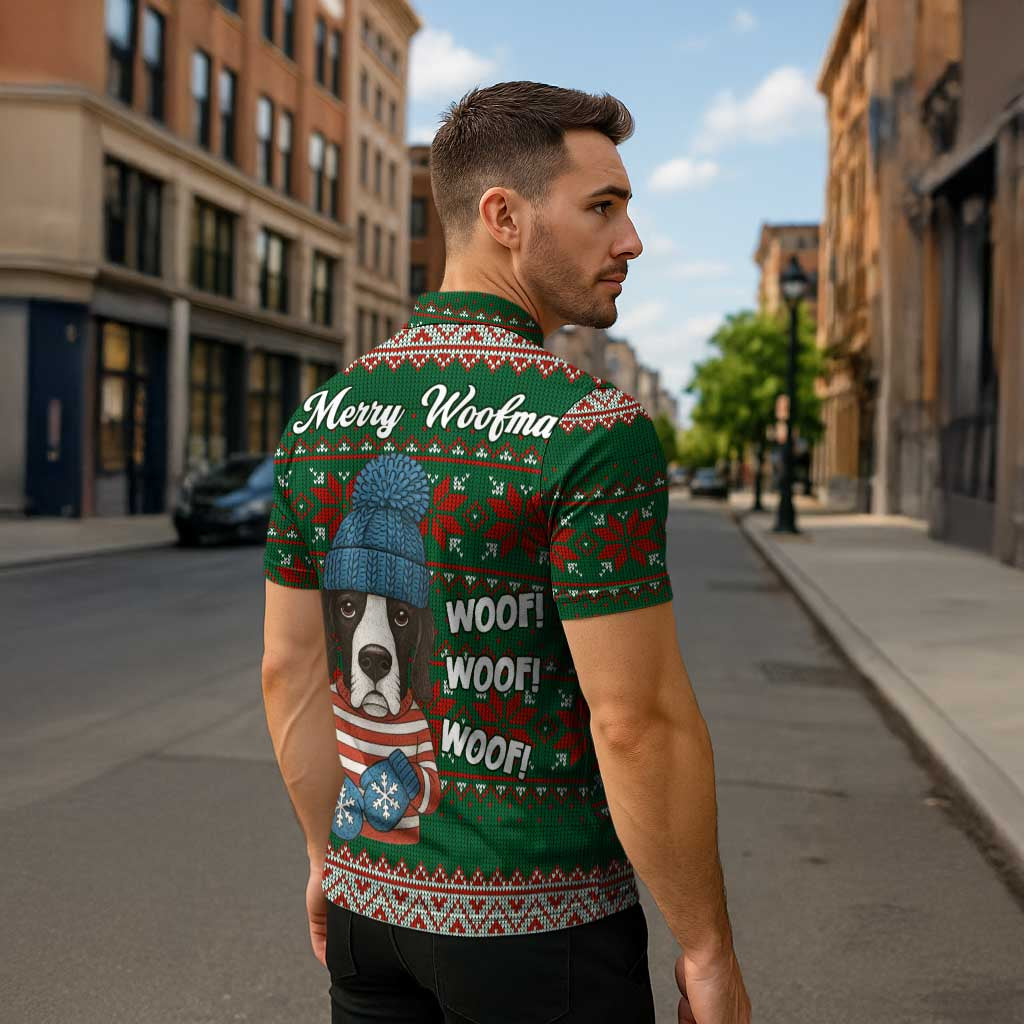 Great Dane Woofmas Christmas Zipper Polo Shirt Funny Xmas Holiday Patterns - Wonder Print Shop